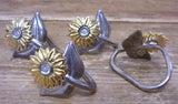 Metal Sunflower Daisy Sun Flower 4 Napkin Ring Holder Silver Gold Daisies Sunflower