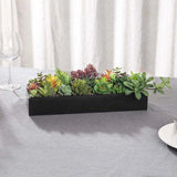15.75 Inch Artificial Succulent Plants in Rectangular Black Wood Plant Box Green Plant