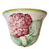 Italian Pottery Wall Sconce Planter Vase Hydrangea Pink White Hand Painted Ceram Hydrangea