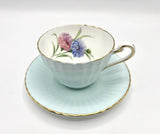 Paragon Carnation Mint Blue Bone Fine China Tea Cup & Saucer England RegÕd Carnation