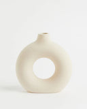 White Ceramic Donut Vase for Pampas Grass Dried Flowers Pampas Grass