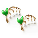 2pcs Brooch Lily of The Valley White Flower Gold Stem Green Leaves Elegant Pin Lily