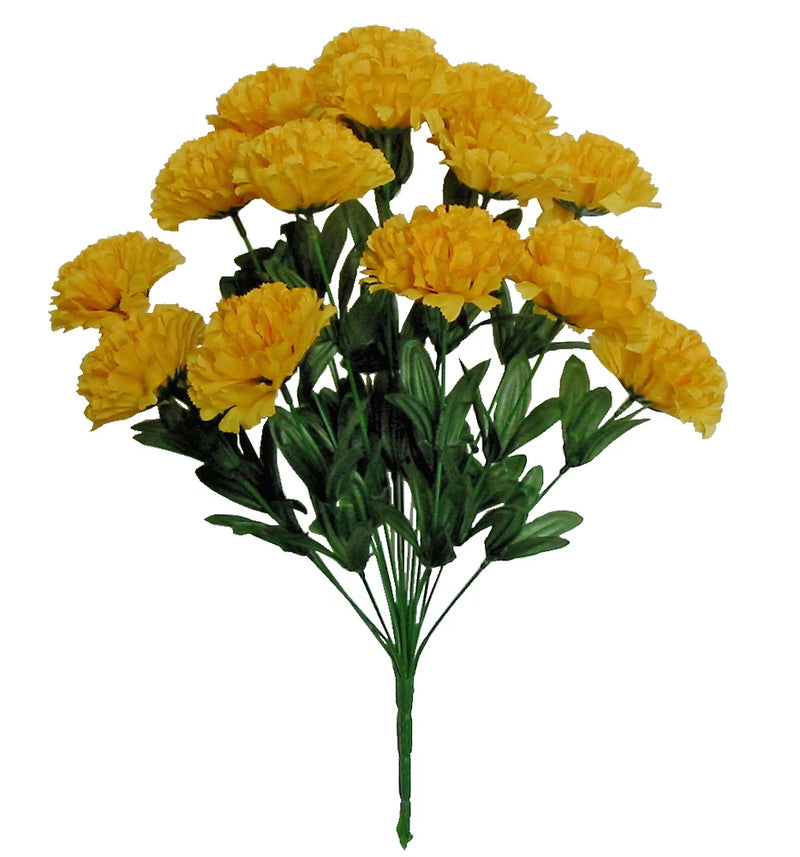 Yellow 14-3.5" Carnation 20" Bush Silk Flower Home Holiday Wedding Decor Outdoor Carnation