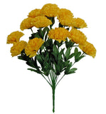 Yellow 14-3.5" Carnation 20" Bush Silk Flower Home Holiday Wedding Decor Outdoor Carnation