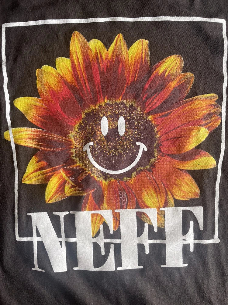 MEDIUM Neff Happy Sunflower Flower T-Shirt Black Mens NEW with Tags Sunflower