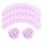100pcs Eternal Roses Petals, Premade Satin Ribbon Flowers, Crystal Purple Bouquet