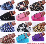 Mens Womens Belt Unisex Elastic Stretch Braided Fabric Enduring Woven Diff Sizes Roses