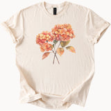 Orange Hydrangea Watercolor Flower Shirt Fall Floral Graphic Tee Shirt Hydrangea