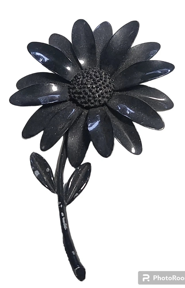 Unbranded Metal And Enamel Sunflower Vintage Brooch 4.25 In Sunflower