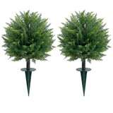 22 Inch Artificial Cedar Topiary Ball Trees, Set of 2 Outdoor UV Resistant Fa... Green Plant