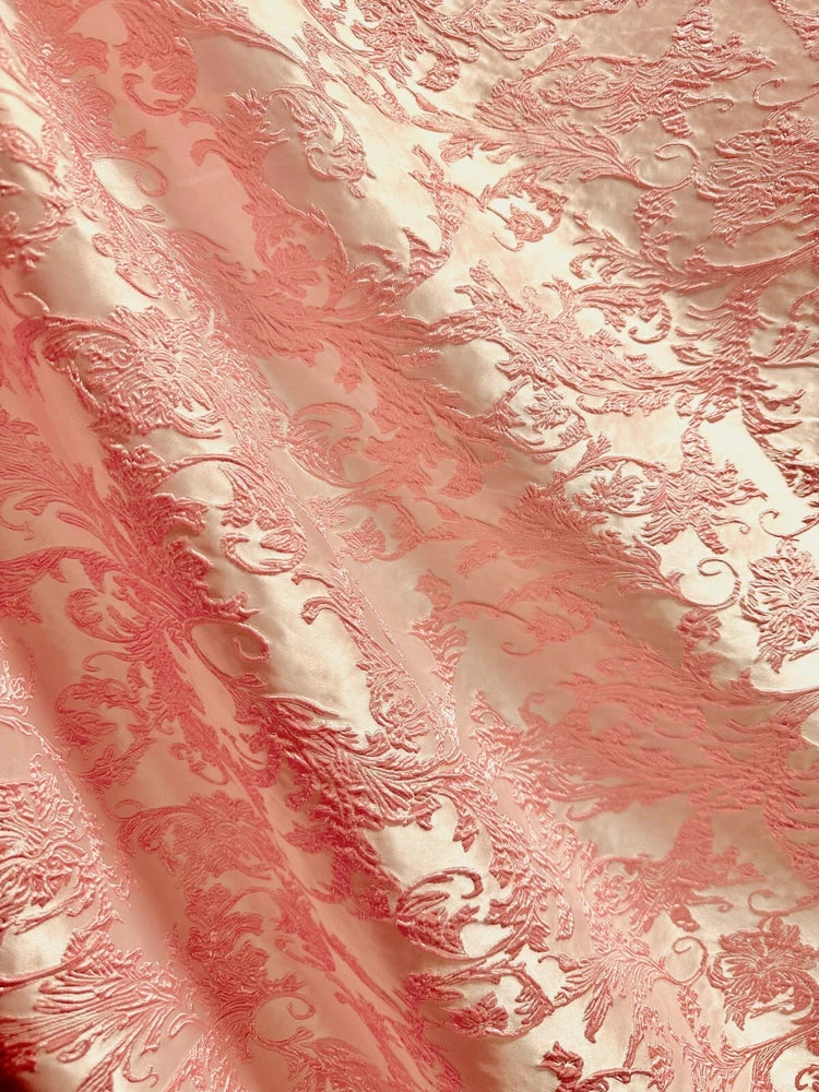 PEACH Floral Brocade Fabric (60 in.) Sold By The Yard Flowering Plants