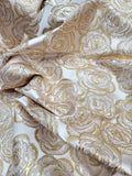 BEIGE METALLIC GOLD Floral Brocade Fabric Sold By The Yard FOR DRESS UPHOLSTERY Flowering Plants