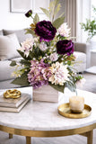 Purple Hydrangea & Aubergine Ranunculus Floral Arrangement, Green Dahlia Floral Ranunculus