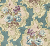 Historic Savannah House Cameos of Bouquets of Roses Fabric SV81802F in Teal Yard Roses