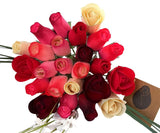 Deluxe Red Passion Flower Bouquet. The Original Wooden Rose 2, 3 Dozen Green Plant