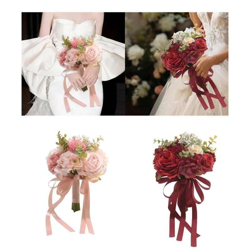 Wedding Bouquet Hand Flower Romantic Artificial Rose Bridal Bouquet for Bouquet