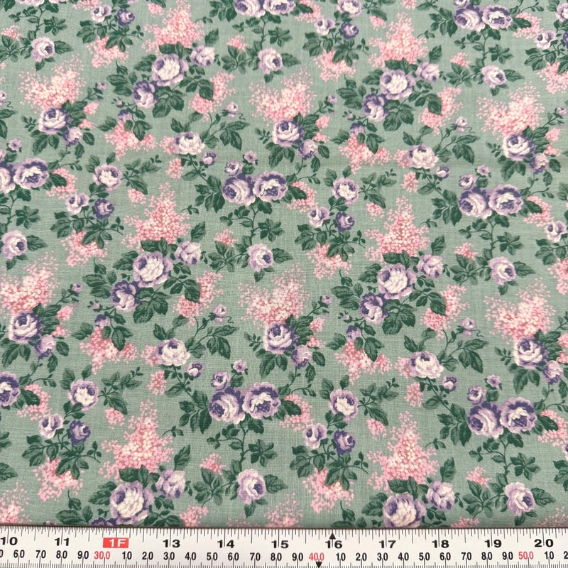 Vintage Florals on Green Springs Industries Cotton Fabric by the HALF YARD Flowering Plants