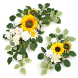 Wedding Decor (Pack of 2) Welcome Sign Flower Backdrop Garland for Ceremony R... Sunflower