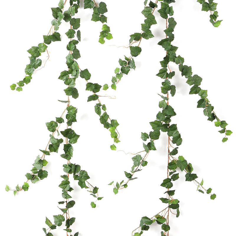 2Pcs Artificial Vines Ivy Garland, 6.5FT Fake Vine with Silk Green Leaves Fau... Green Plant
