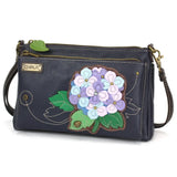 NEW CHALA NAVY BLUE HYDRANGEA FLOWER DELUXE CROSSBODY CELL PHONE PURSE BAG RFID Hydrangea