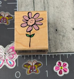 Hero Arts Single Flower Daisy Sunflower Leafy Stem Rubber Stamp Wood #L62 Sunflower