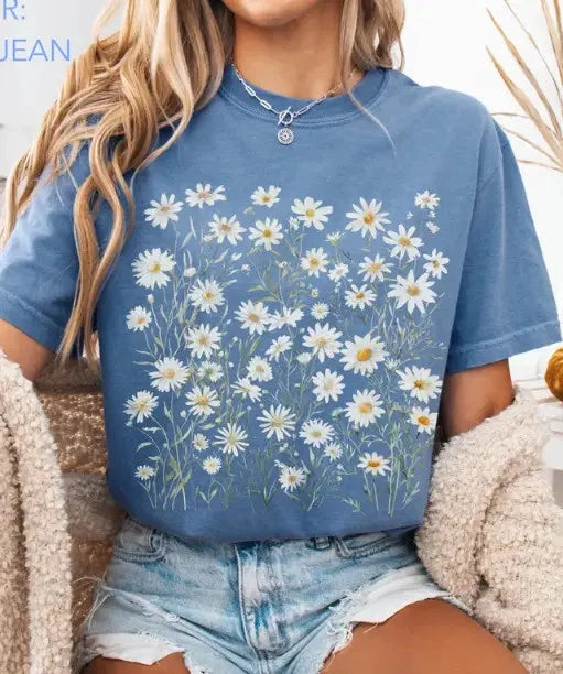Daisy Flower Shirt, Wildflowers Shirt, Floral Tee, April Birth Flower Gift Daisies