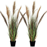 Jexine 2 Pcs Pampas Grass Potted Plants 4 ft Tall Artificial Grass Potted Art... Pampas Grass