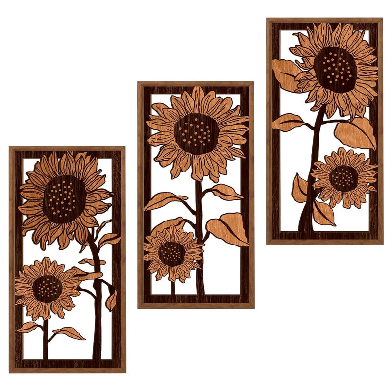 3D Boho Flower Wall Art,Sunflower Wall Decor,Sunflower Artwork,Rustic Framhou... Sunflower
