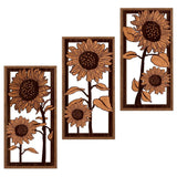 3D Boho Flower Wall Art,Sunflower Wall Decor,Sunflower Artwork,Rustic Framhou... Sunflower