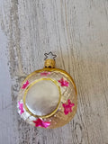Vintage inge glas purse bag carnation flower glass ornament Xmas tree Carnation