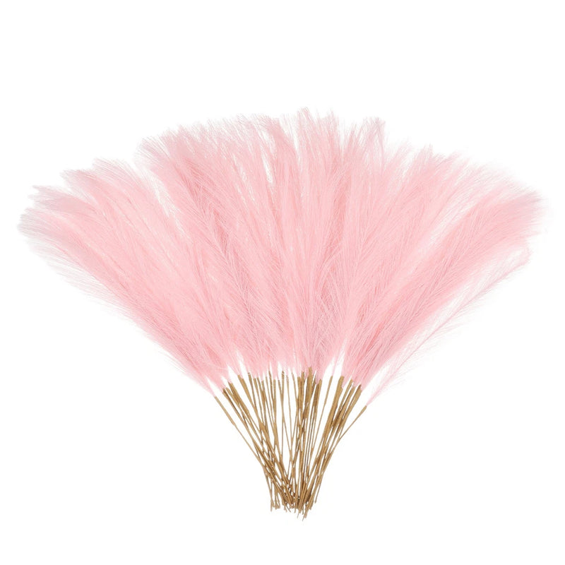 50 Pcs Faux Pampas Grass 52cm/20.5" Dried Pampas Grass, Light Pink Pampas Grass