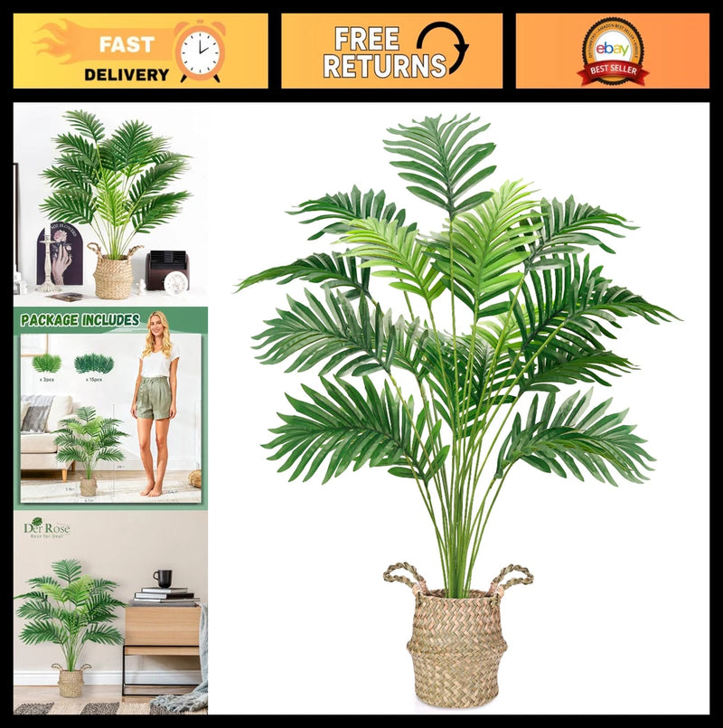 28" Faux Palm Tree - Artificial Potted Plant for Indoor/Outdoor Decor, Home & Of Green Plant