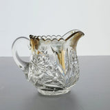 EAPG New Martinsville Carnation Creamer Pitcher, Floral, Gold Edge, c1906-33 USA Carnation