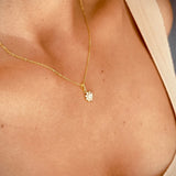 Gold Sunflower Necklace, CZ Sunflower Necklace, Dainty Necklace, Gift for her, Sunflower