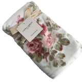 New Laura Ashley 2 Hand Towels Pink Roses Sage Green Soft Plush Luxury Roses