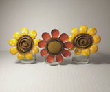 3 Metal Flower Candle Holders Sunflowers Spring Home Decor Tea Light Countrycore Sunflower