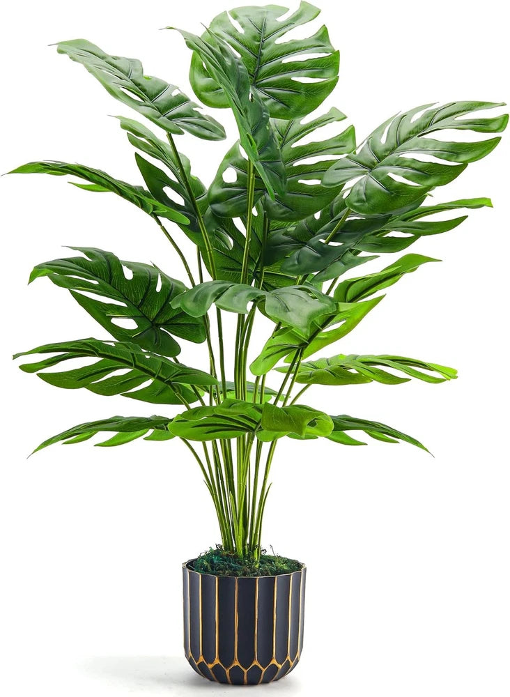 Der Rose Fake Plants Tall 28'' Artificial Monstera Faux 28", Green Green Plant