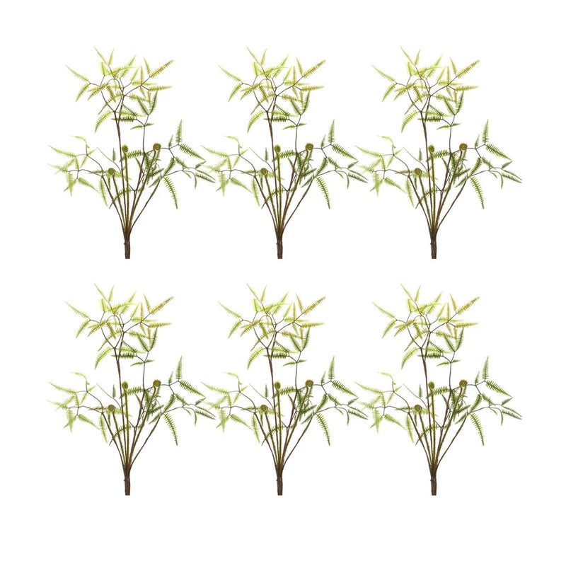 Melrose Mini Fern Foliage Bush with Sprout Accent (Set of 6) Green Plant