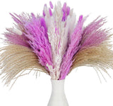 Pampas Grass Dried Flowers for Vase, Purple Pink Pampas Grass Boho Home Decor, W Pampas Grass
