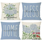 Blue Hydrangea Throw Pillow Covers 18x18 Inch 18" x 18" (Pack of 4) Light Blue Hydrangea