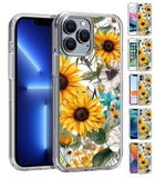 For Apple iPhone - Texture Sunflower White Blossom Impact Shockproof Cover Case Sunflower