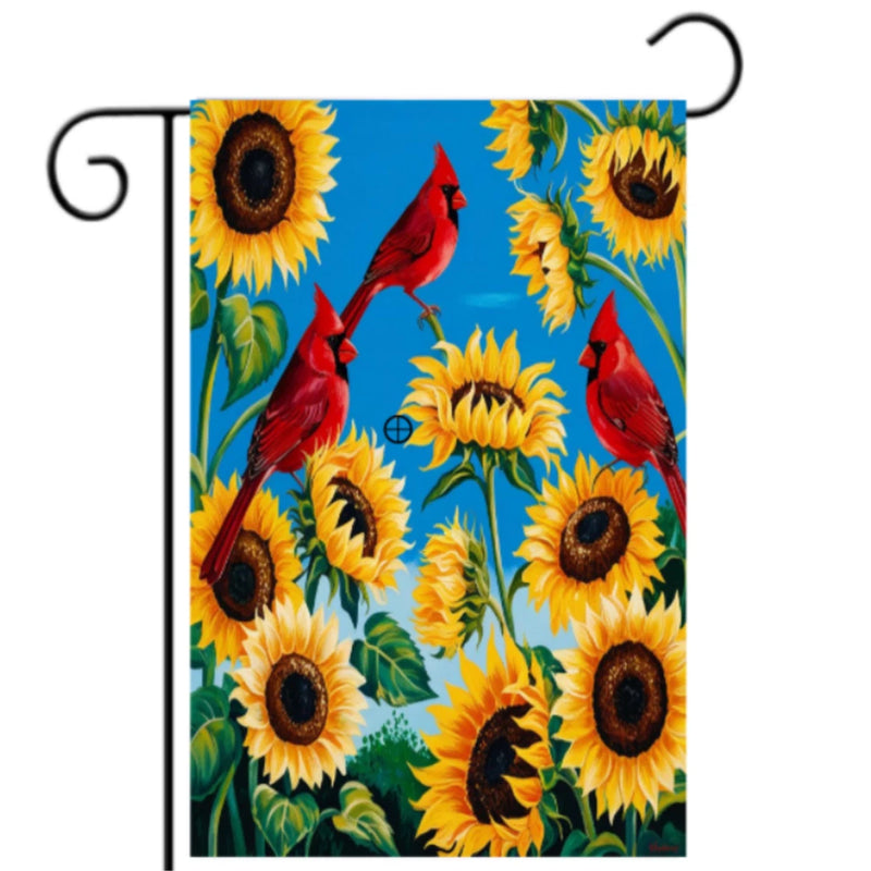 Welcome Cardinals  Sunflowers Garden Flag 12x18 Single Sided Spring Summer Decor Sunflower