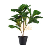 Faux Potted Fiddle Leaf Tree Green Black Artifical Garden Indoor Outdoor Plant Green Plant