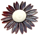Gold Plated Vintage Large Sunflower Pin With Brown Petals, White Center Sunflower