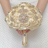 Luxury Handmade Floral Pearl Bridal Bouquet with Rhinestone Handle Bouquet