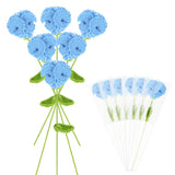6-Pack Crochet Flowers, Knitted Artificial Wool Carnation [Blue] Carnation