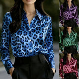 Women's new spring and autumn printed leopard print casual fashion shirt Roses