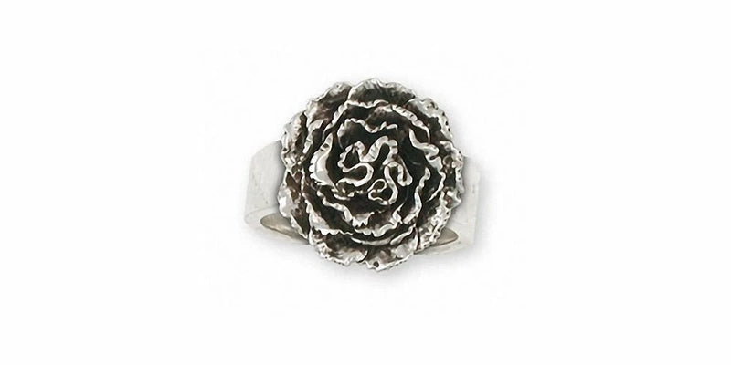 Sterling silver handmade carnation flower ring, scalloped petals, openwork design