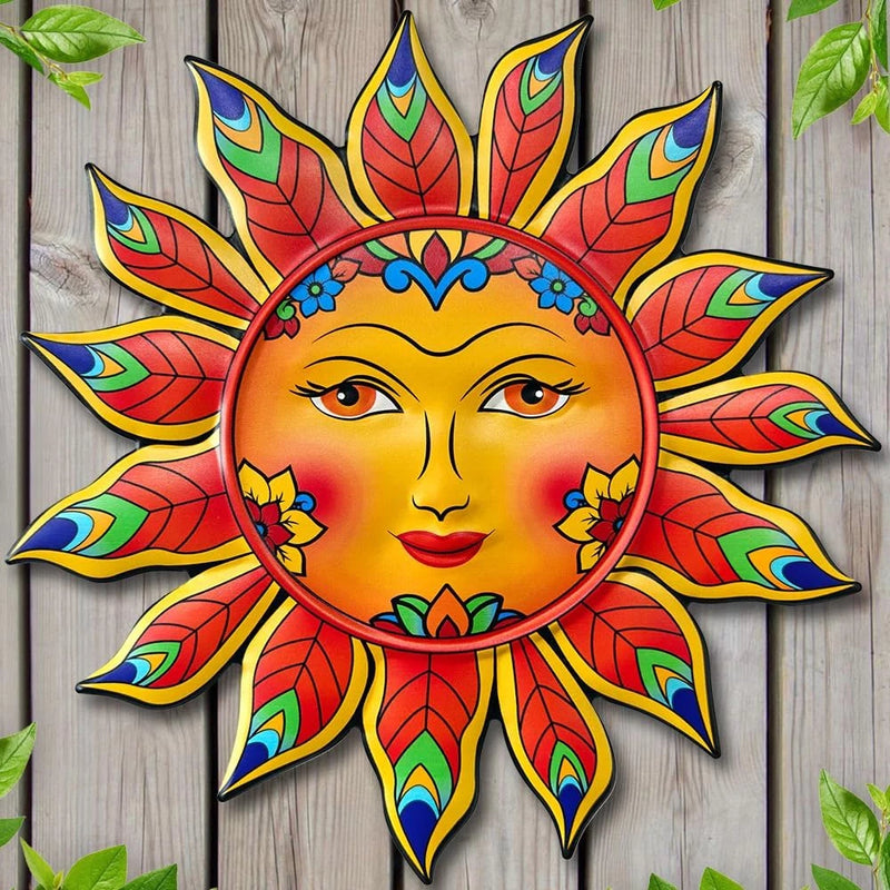 Metal Sun Flower Wall Decor,13inches Sun Wall Art Hanging Decoration for Indoor Sunflower