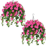 Artificial Hanging Plants 2 Pack Fuchsia Waipfaru Outdoors Flowers Basket Front Flowering Plants